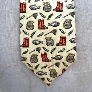 Men's Silk Tie Fishing Print Italian Menswear Novelty print
